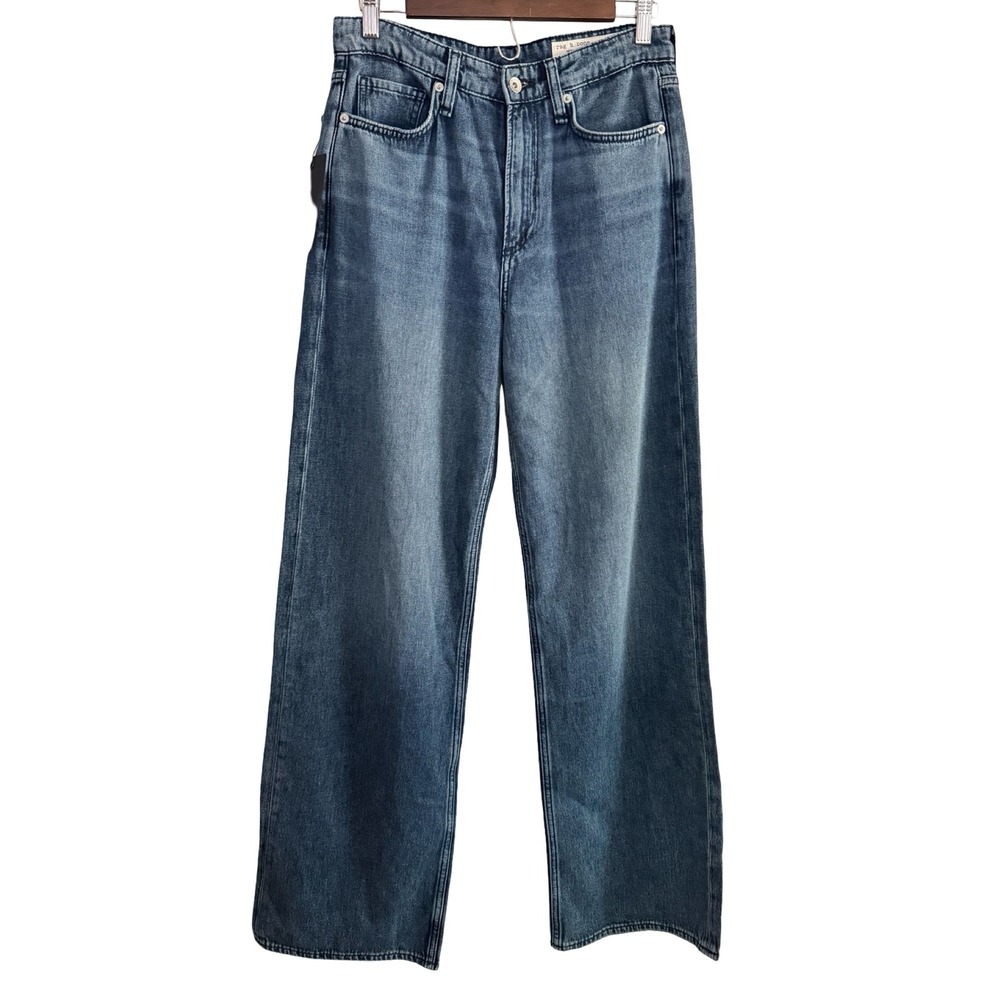 Rag & Bone Logan Mid-Rise Wide Leg Jeans Charlock Blue Denim - Picture 3 of 10